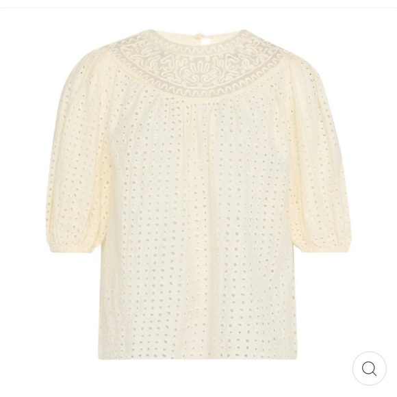 NWT ULLA JOHNSON AMINA EYELET EMBROIDERED BLOUSE TOP IVORY - Picture 5 of 8